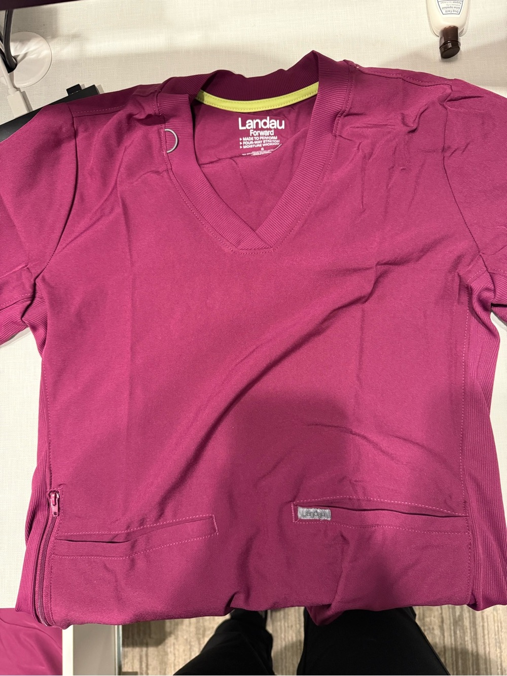 Landau Women's V-Neck Medical Scrub Top - wine